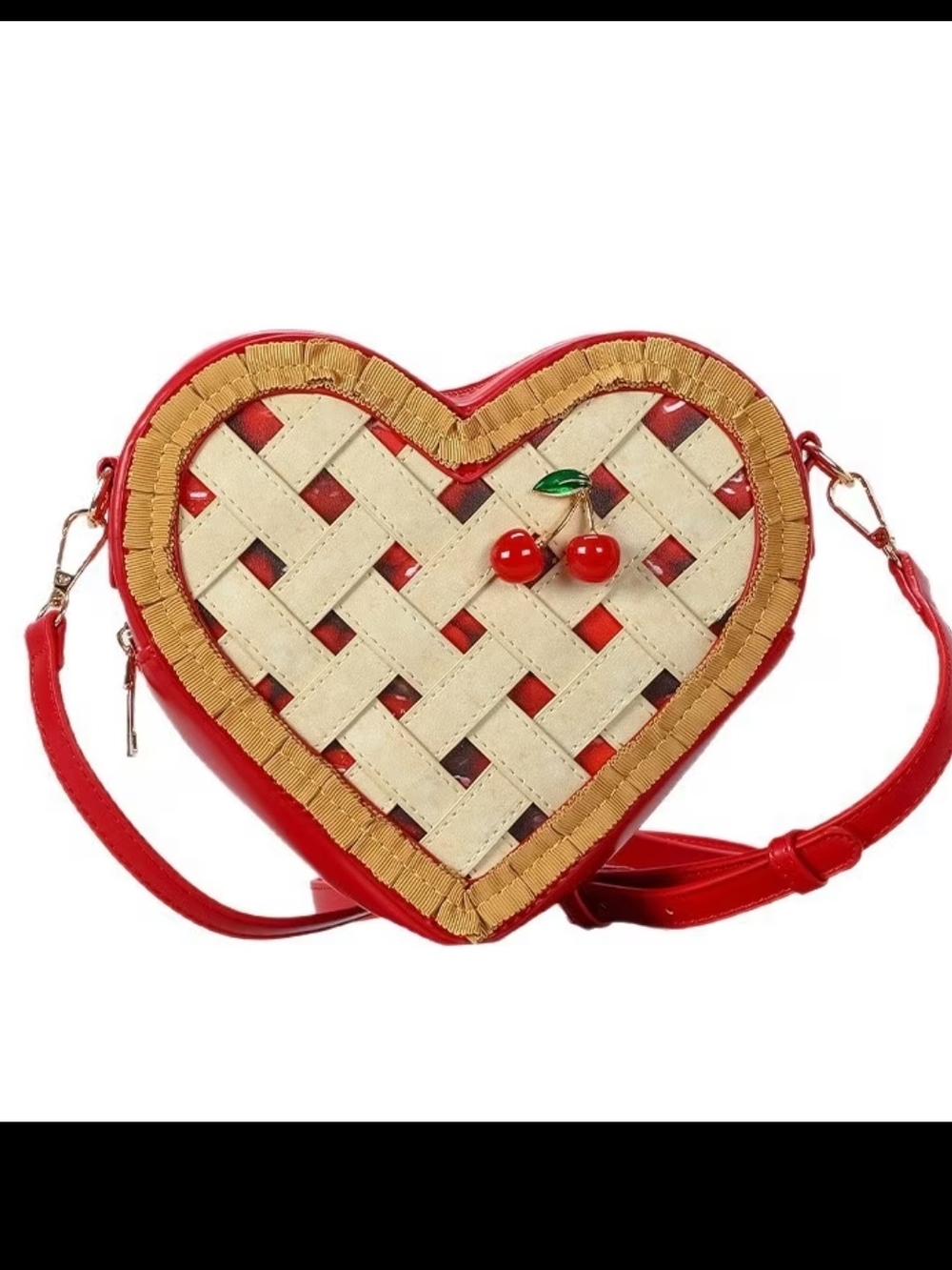 Heart-Shaped Cherry Pie Purse, Red And Cream Color, last Cherry Pie Purse!🍒🥧